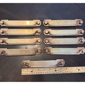 9 VTG Drawer Handle Pulls  Art Deco MCM Patina Ornate Elegant Brass Copper